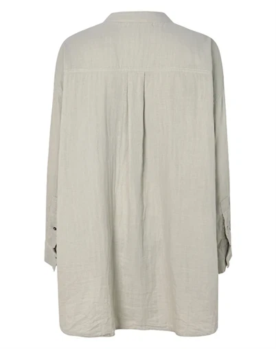 Rabens Saloner - Sonja Cotton Double Oversized Skjorte - Cement
